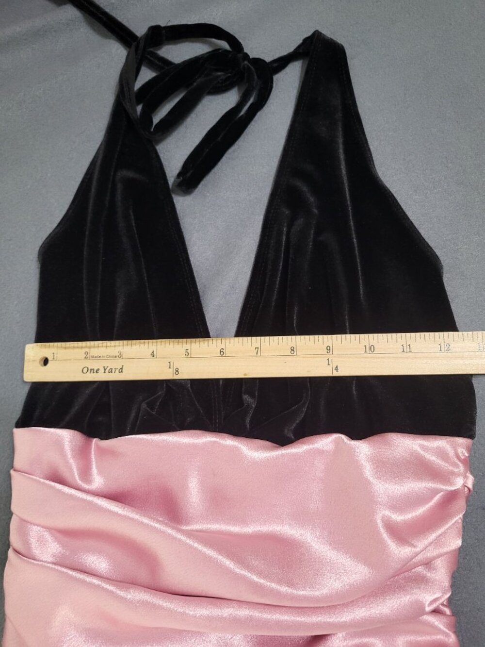 Jessica McClintock Gunne Sax VTG 90's Black Velvet Halter Dress Whimsigoth Glam - Picture 3 of 12